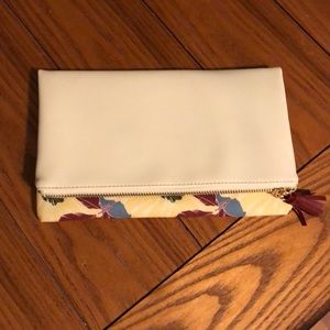 White floral print fold over clutch